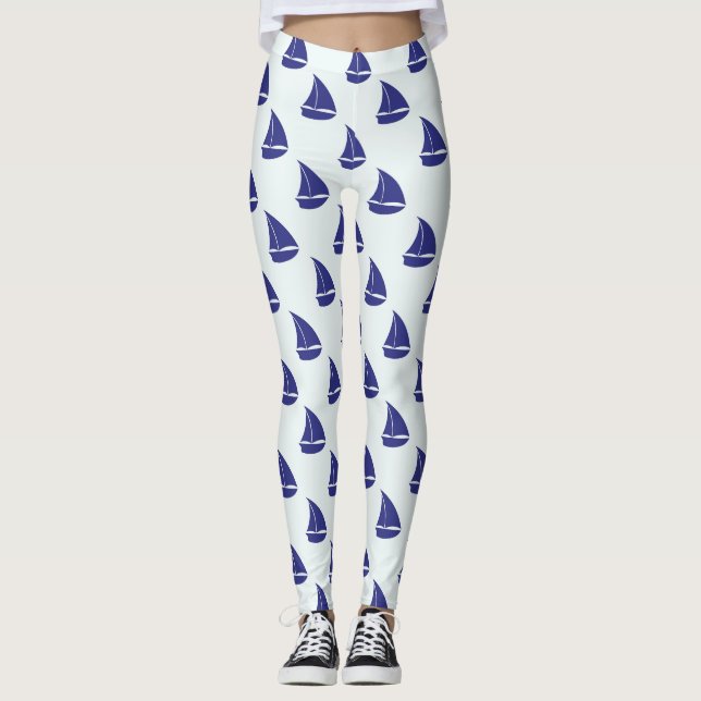 Leggings Motif Royal Blue Sailboat (Devant)