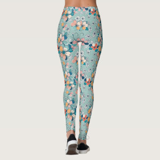 Leggings Motif sans couture avec fleurs