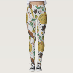 Leggings Motif sans couture de citrouilles tropicaux et car