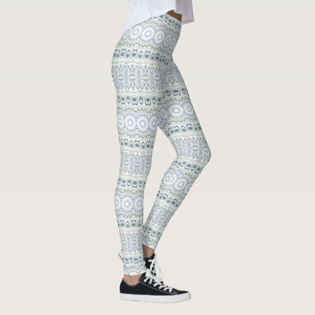 Leggings Motif Serene Blue et Green Mandala Design (Droite)