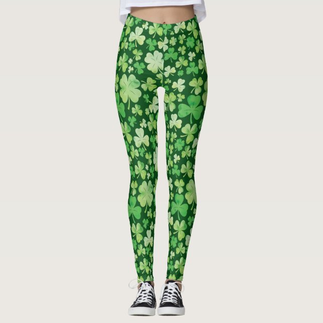 Leggings Motif Shamrock Jour de la Saint Patrick vert (Devant)