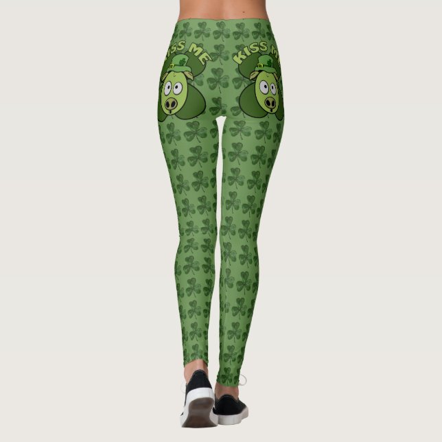 Leggings Motif Shamrock Kiss Me Pig (Dos)