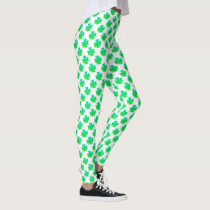 Leggings Motif shamrock St Patrick Jour Vert blanc personna