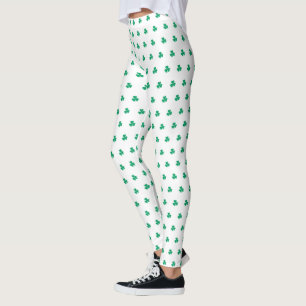 Leggings Motif shamrock St. Patrick's Day Vert blanc