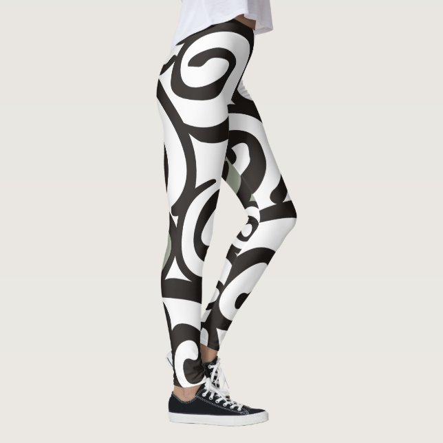 Leggings Motif Spirales Noir & Blanc + la couleur de votre  (Droite)