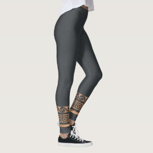 Leggings Motif symétrique d'or d'or rustique du grec ancie