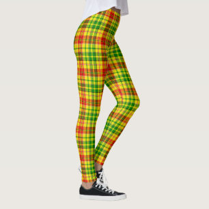 Leggings Motif Tartan à Carreaux Jaune Rouge Vert 