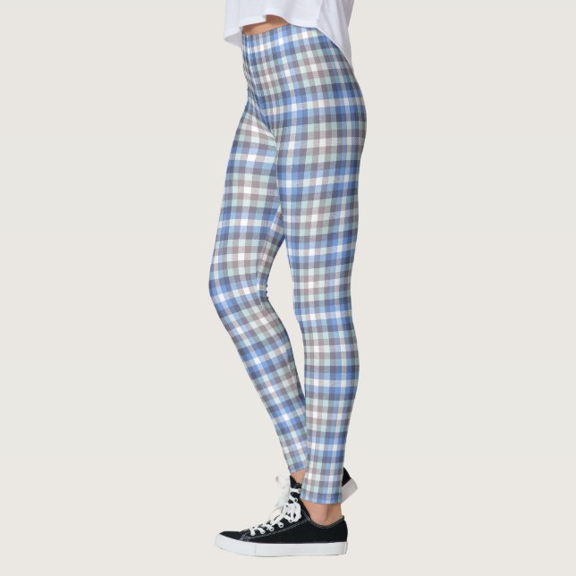 Leggings Motif Tartan bleu et taupe (Gauche)