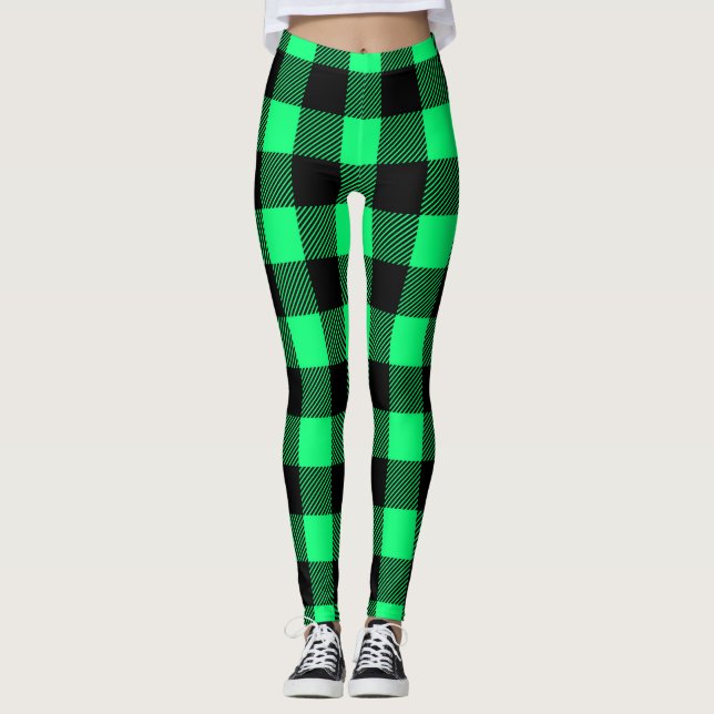 Leggings Motif Tartan vert (Devant)