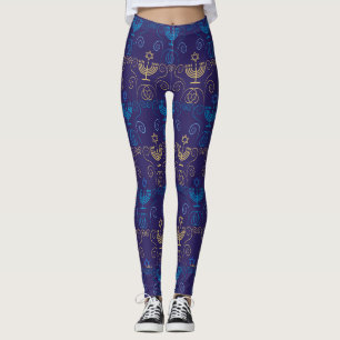 Leggings Motif tendance du Festival Hanoukka Blue Doodle