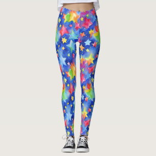 Leggings Motif tendance Étoiles arc-en-ciel de couleur magi