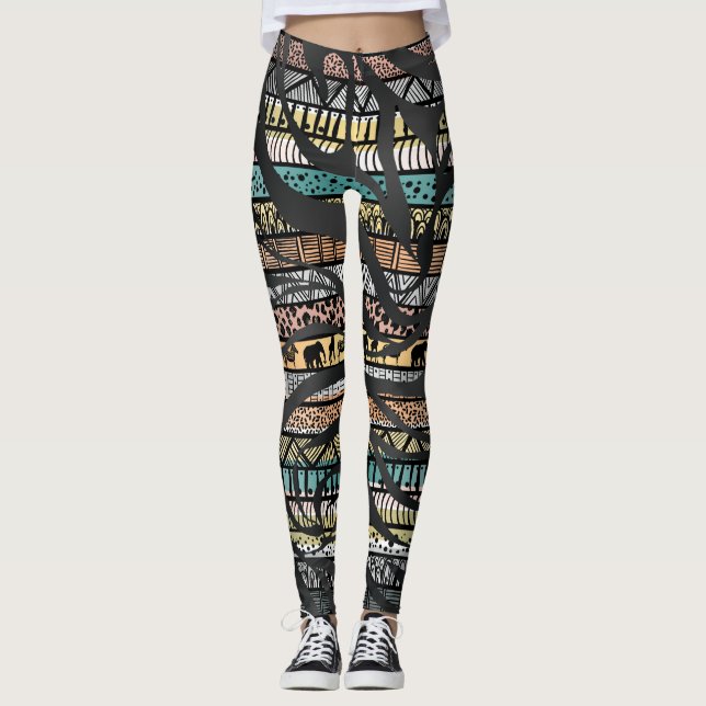 Leggings Motif tribal africain Zebra Stripes (Devant)