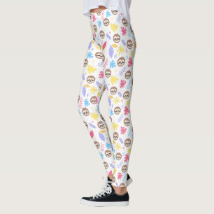 Leggings Motif tropical de paresse et de feuille