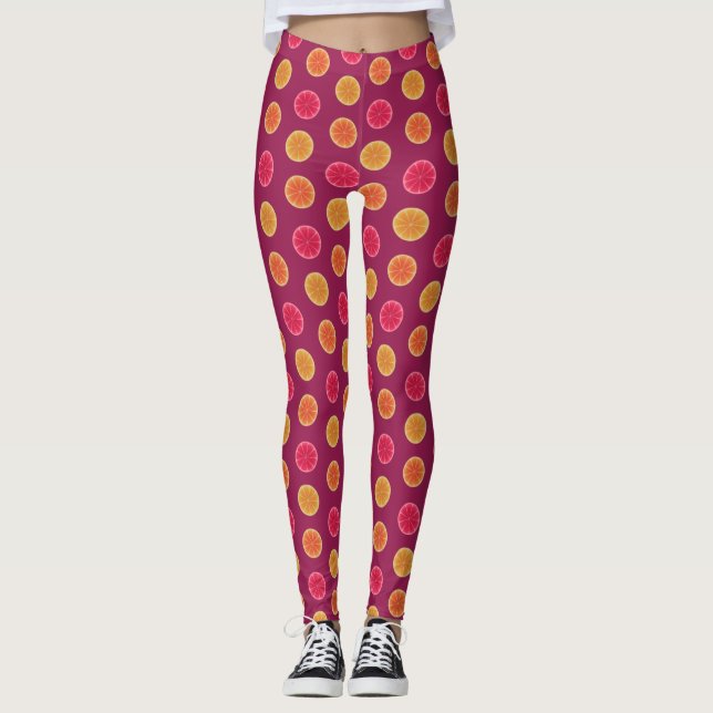 Leggings Motif tropical de tranche d'agrumes d'été joli (Devant)