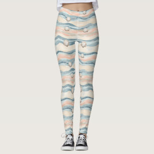 Leggings Motif Vague Coquillage Bohème Côtière (8)