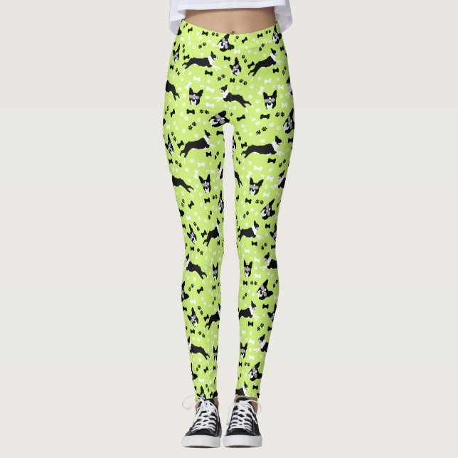 Leggings Motif vert des Terriers de Boston (Devant)