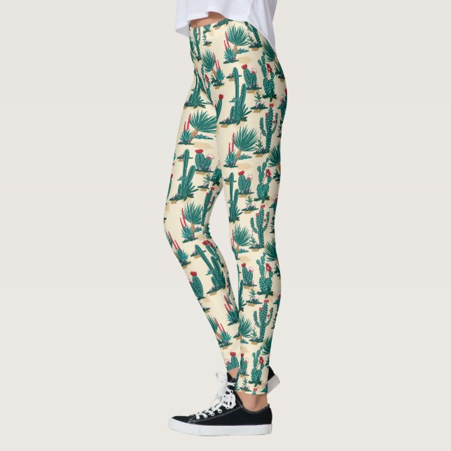 Leggings Motif vert et rouge Cactus (Gauche)