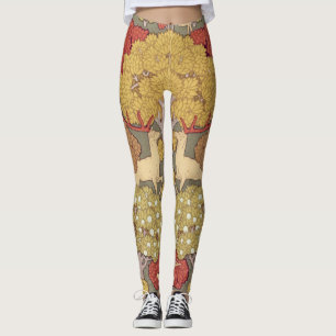 Leggings Motif Vert Sauge Forêt Cerf Stag Vintage