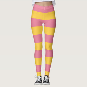 Leggings Motif vertical vibrant rose et jaune