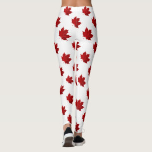 Leggings Motif vibrant de feuille d'érable rouge
