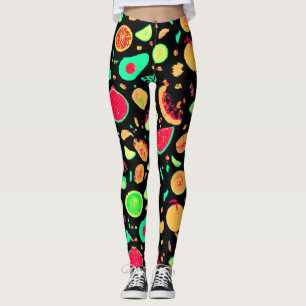 Leggings Motif vibrant de fruits de néon