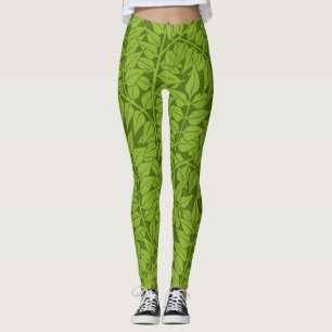 Leggings Motif vintage feuille verte de William Morris Bran