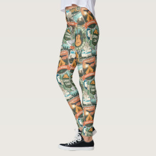 Leggings Motif Vintage voyage Explorer
