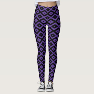 Leggings Motif violet et diamant noir