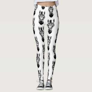 Leggings Motif zèbre noir et blanc