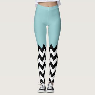 Leggings Motif Zigzag noir et blanc, Chevron, Bleu