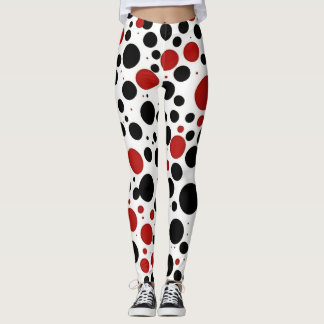 Leggings Motifs à points rouges et noirs