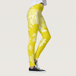 Leggings Motifs Chat Japonais & Chrysanthème