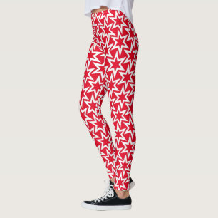Leggings Motifs de l'étoile géométrique blanc et r