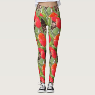 Leggings Motifs de Tulipes rouges