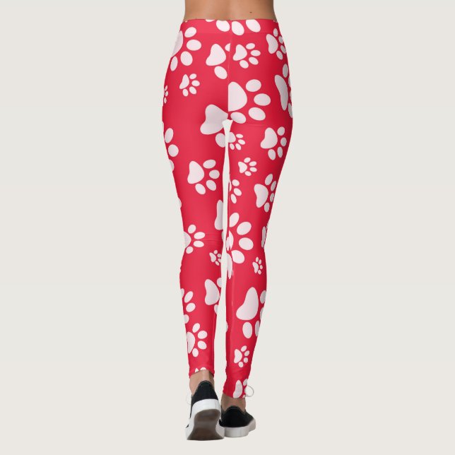 Leggings Motifs Empreintes de pattes rouges et bla (Dos)