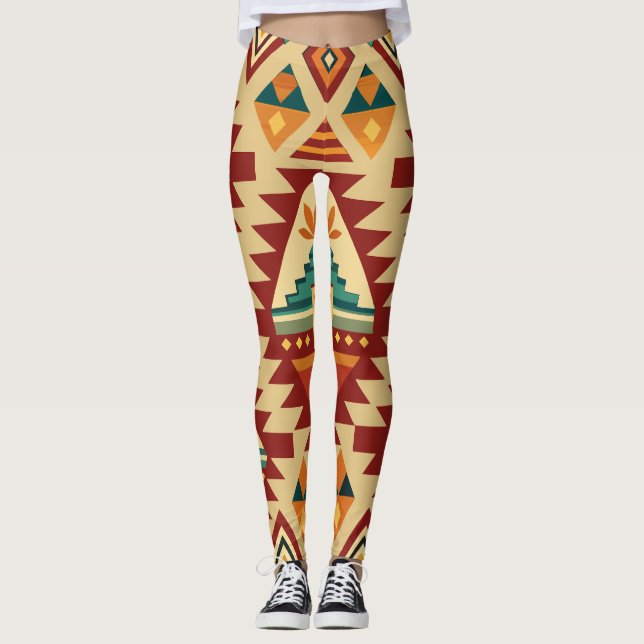 Leggings Motifs ethniques Motif personnalisé rétro (Devant)