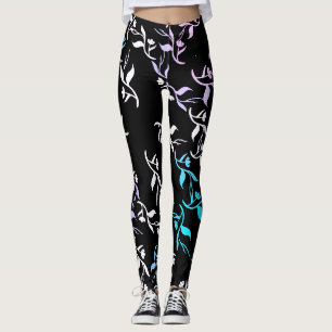 Leggings Motifs Feuille rose Turquoise