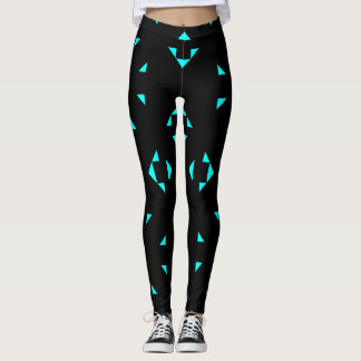 Leggings motifs géométriques noirs et bleus