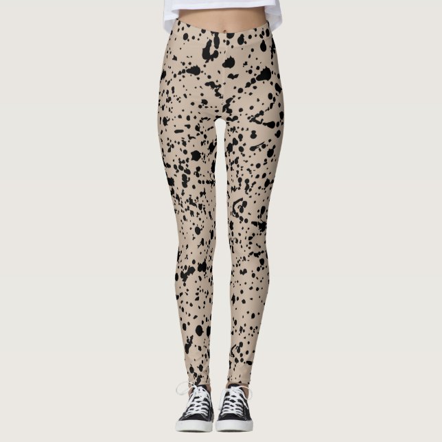 Leggings Motifs noirs et beiges Abstraits (Devant)