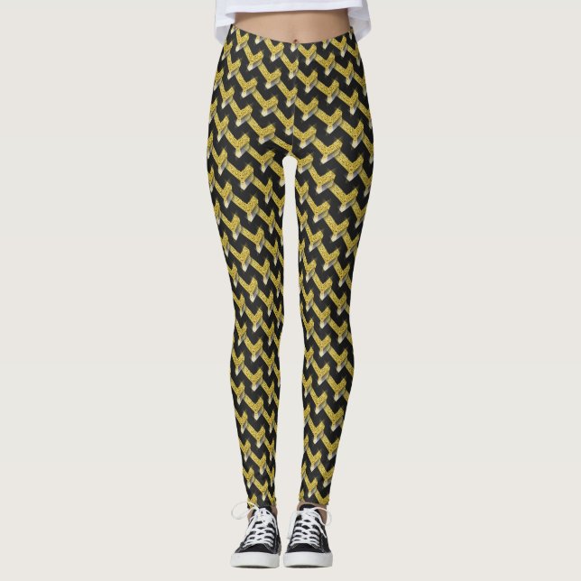 Leggings Motifs noirs et or Unique Fashion (Devant)