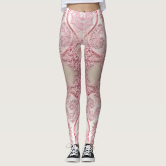 Leggings Motifs tourbillonnants et complexes en dentelle ro