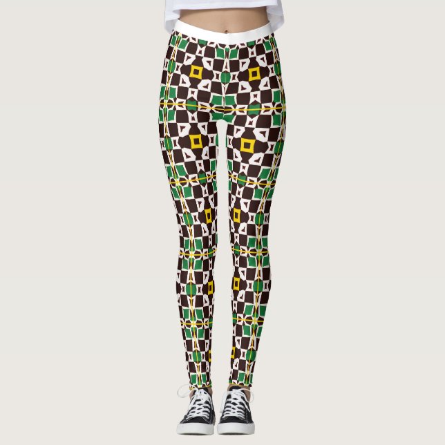 Leggings Motifs tribaux hexagonaux tendance (Devant)