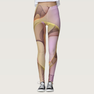 Leggings Motions Abstraites Art moderne rose or fractal