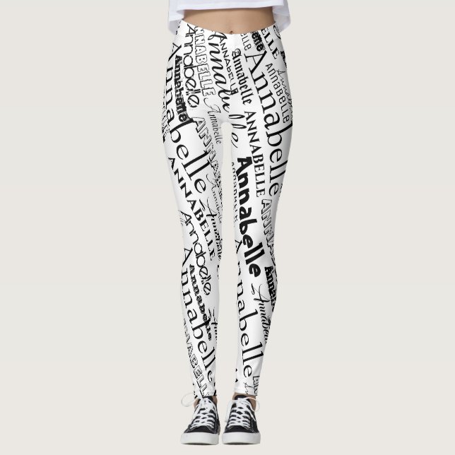 Leggings Mots répétés Légendes de conception de texte (Devant)