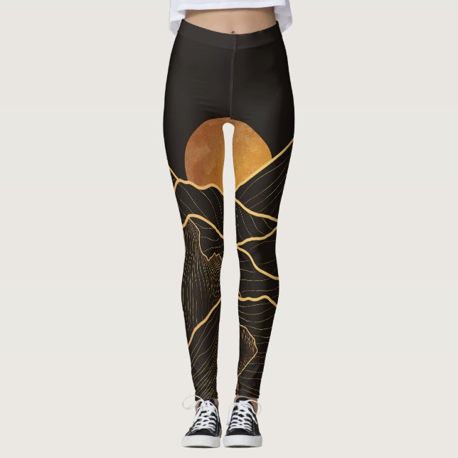 Leggings Mountain Luxury : Golden Line Elegance (Devant)