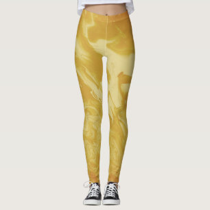 Leggings Moutarde Jaune Abstrait, Moderne Tendance