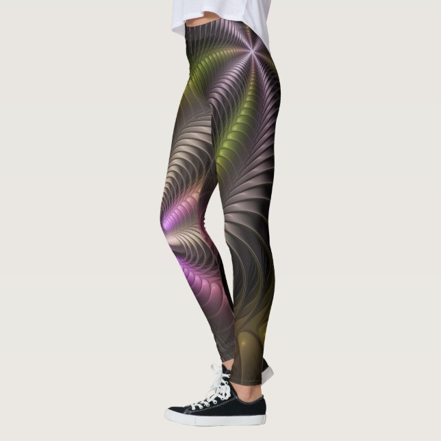 Leggings Mouvement puissant Colorful Abstrait Fractal Art (Gauche)