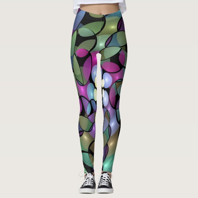 Leggings Mouvements colorés Abstrait Trippy Fractal Art (Devant)