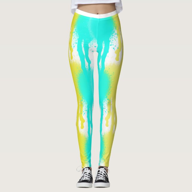 Leggings  Multi-color Splatter Running Paint fun  (Front)