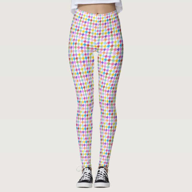 Leggings Multicolor Houndstooth+Motif Sml blanc (Devant)